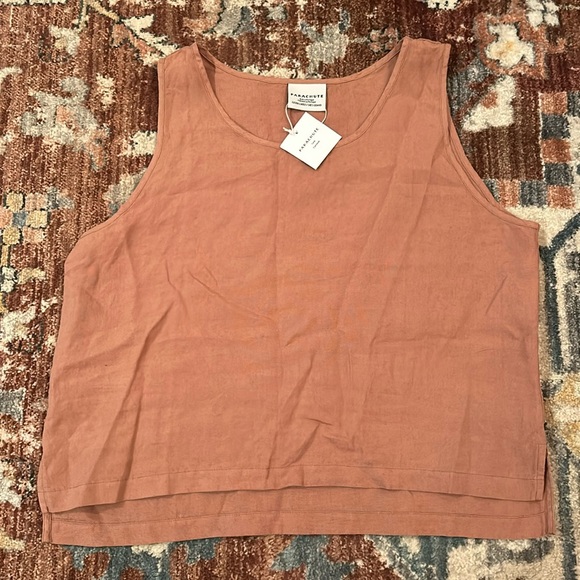 Parachute Linen Tank Clay Size XL Scoop Neck Cropped - NWT - Picture 2 of 3